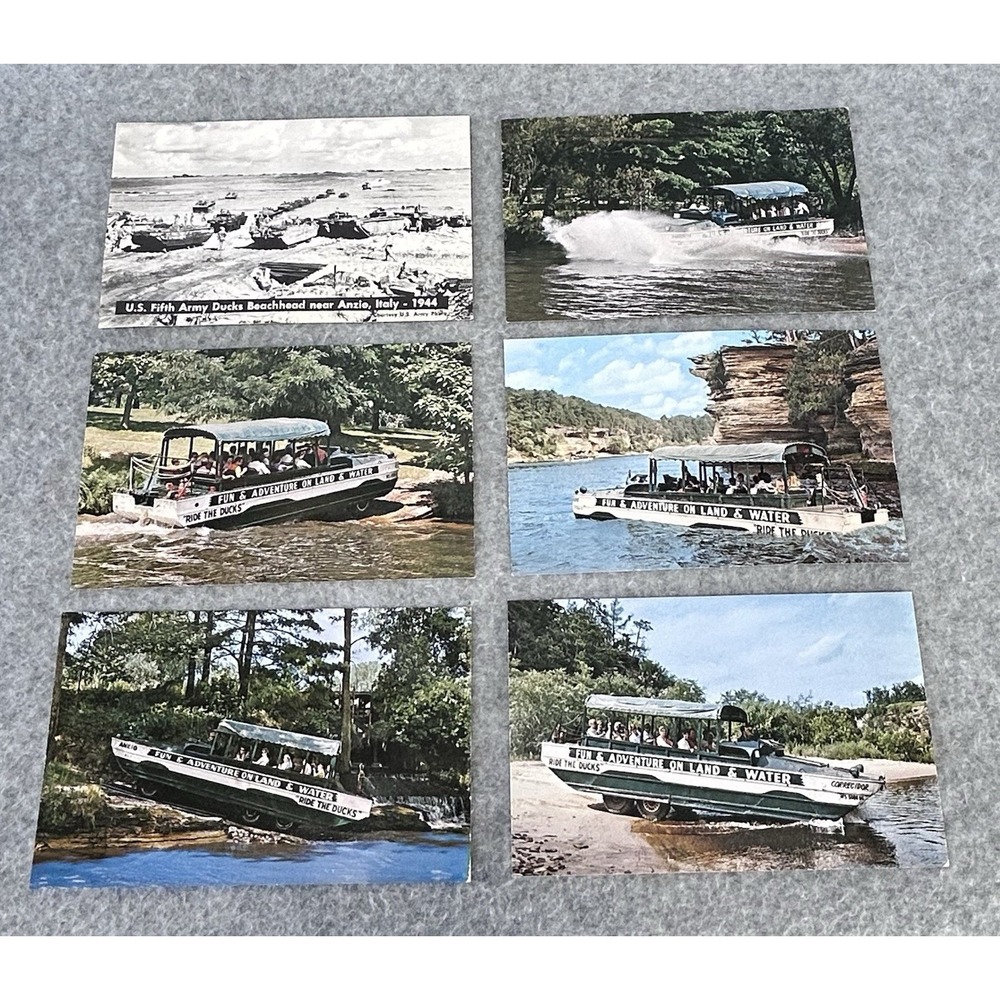 Vintage Wisconsin Dells Duck Boats Postcard Lot Ride The Ducks Unused